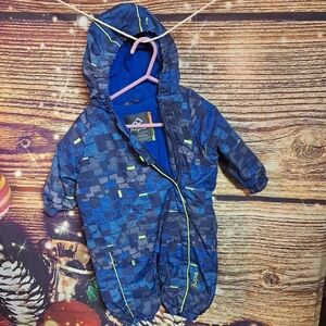 Jupa One Piece Snow Suit /bunting Size 3/6 months Blue Patterned Kids One Piece